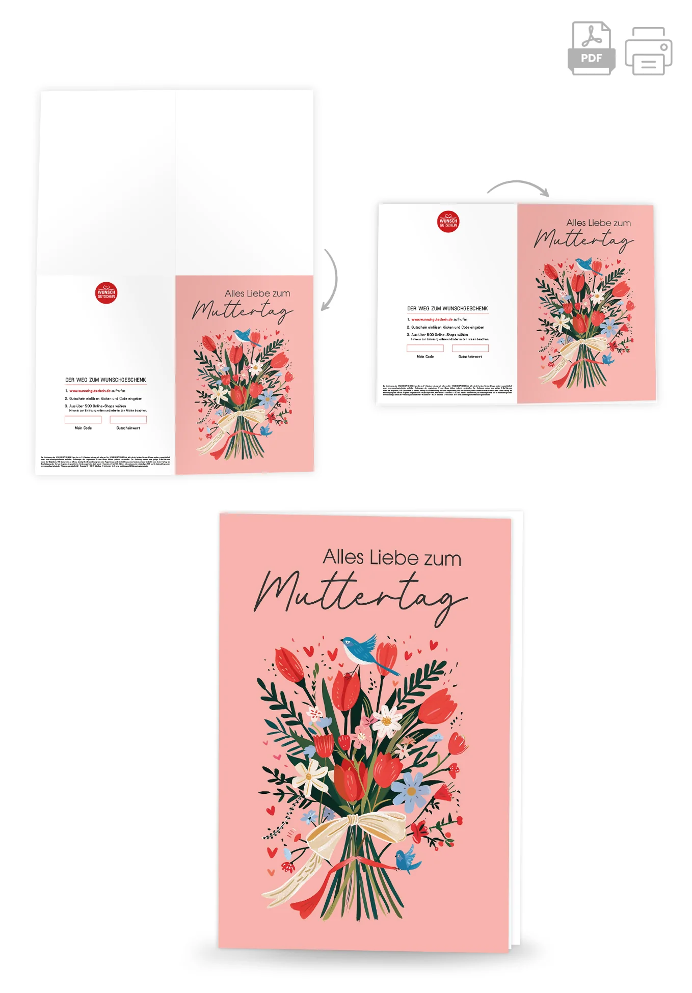 Alles Liebe zum Muttertag - Blumenstrauß Vogel PDF - Image 4