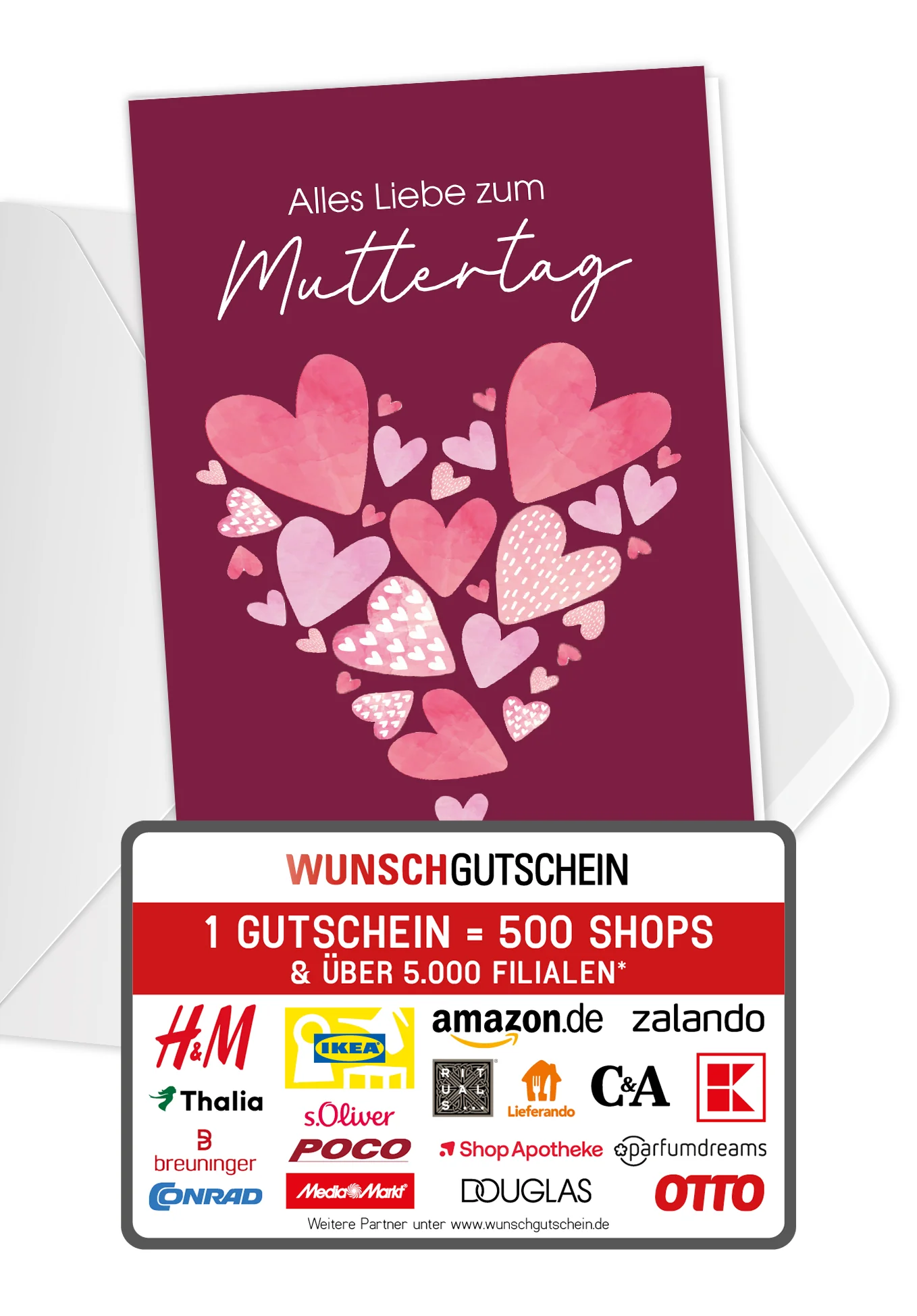 Alles Liebe zum Muttertag - Herzen Burgunderrot PDF