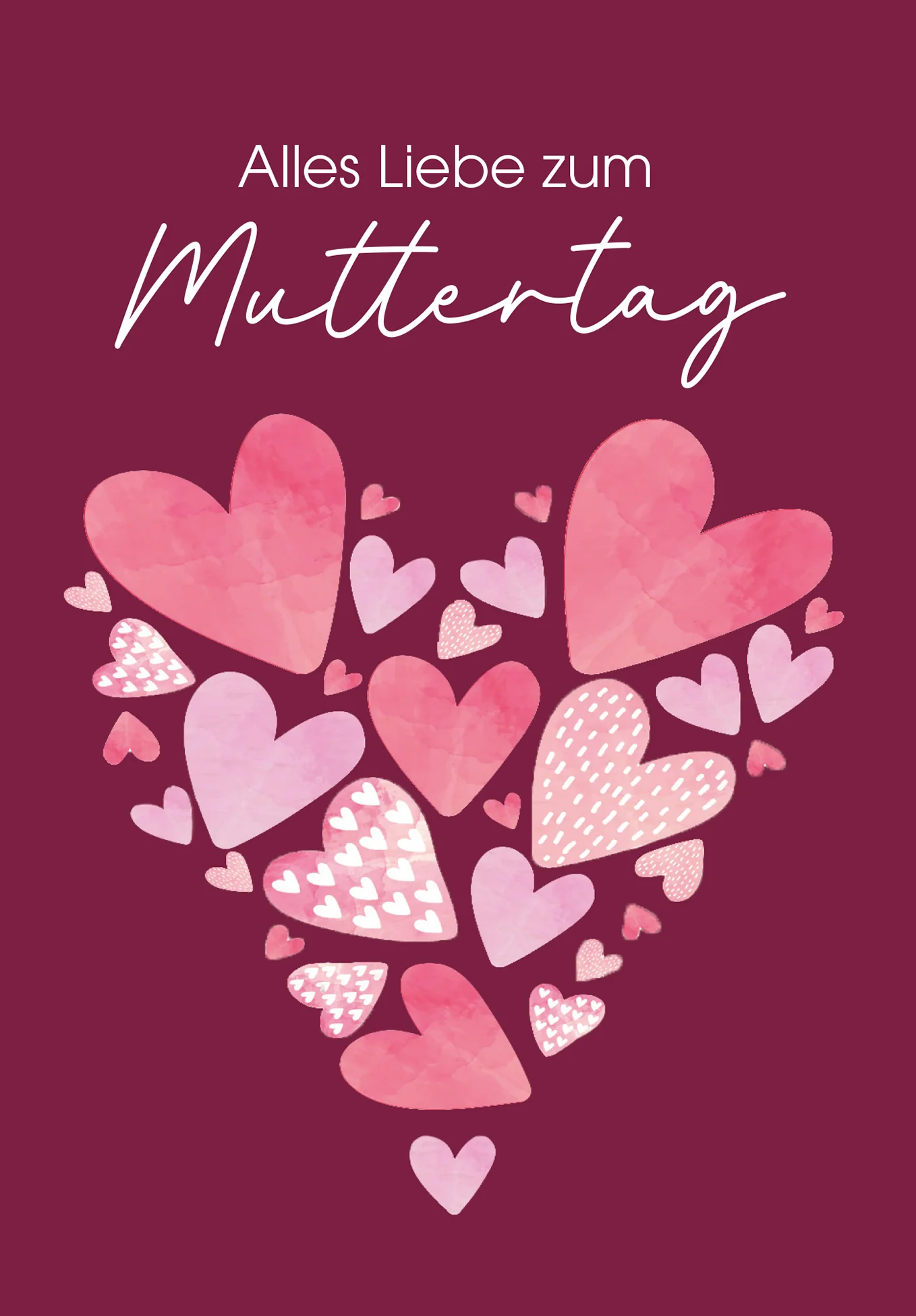 Alles Liebe zum Muttertag - Herzen Burgunderrot PDF - Image 2