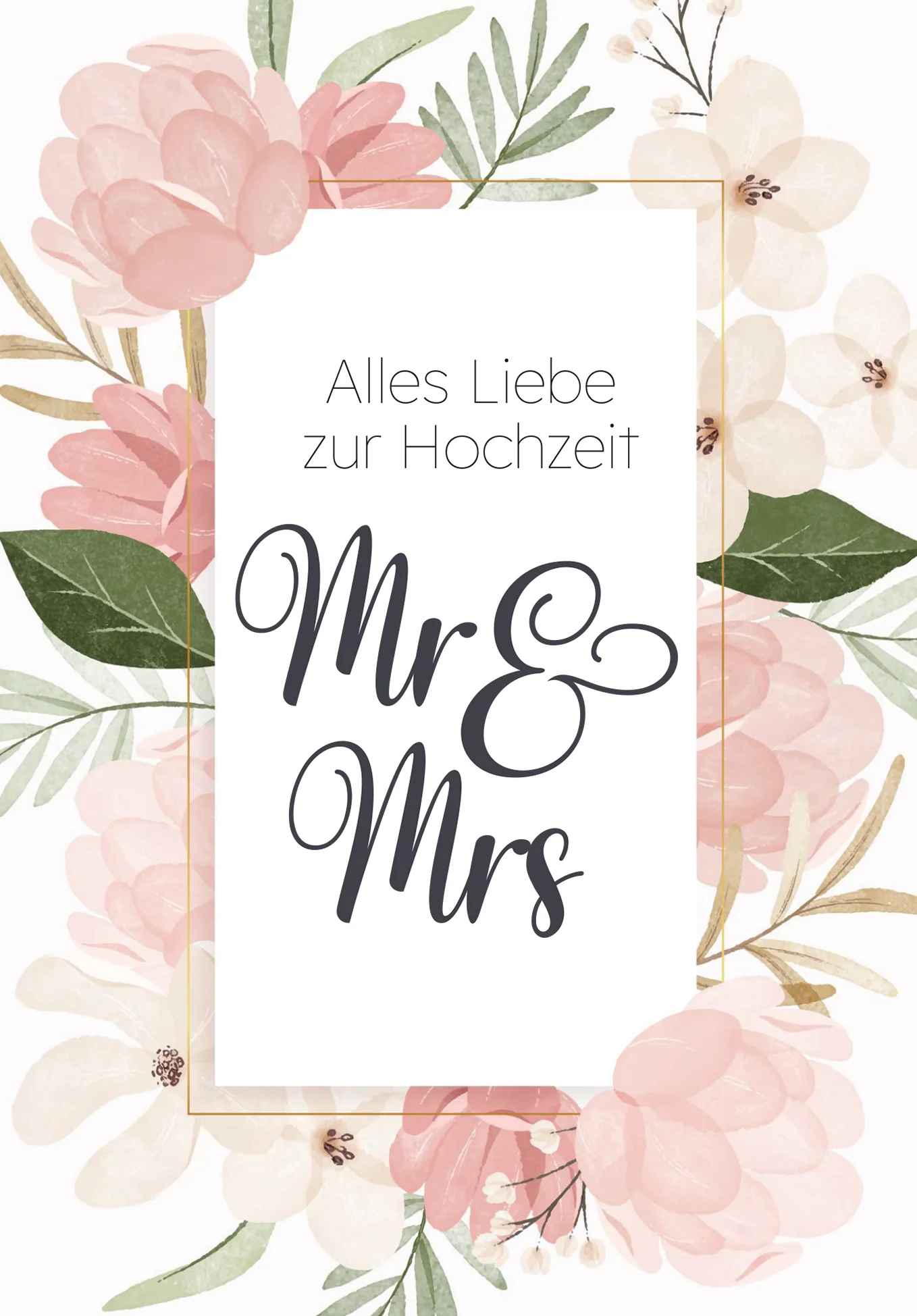 Alles Liebe zur Hochzeit Mr & Mrs - Blumen Rosa PDF - Image 2