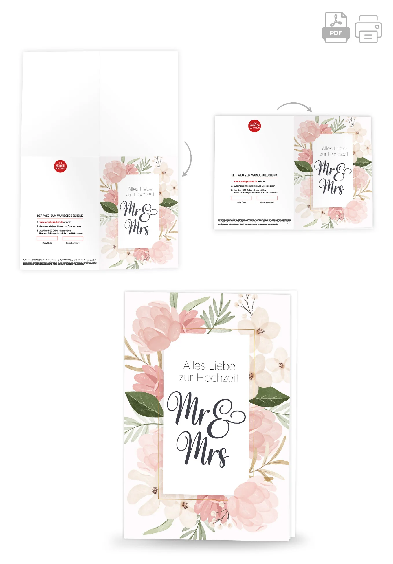 Alles Liebe zur Hochzeit Mr & Mrs - Blumen Rosa PDF - Image 4
