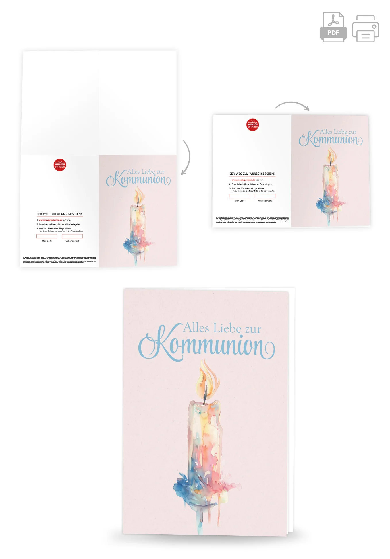 Alles Liebe zur Kommunion - Kerze Aquarell PDF - Image 4
