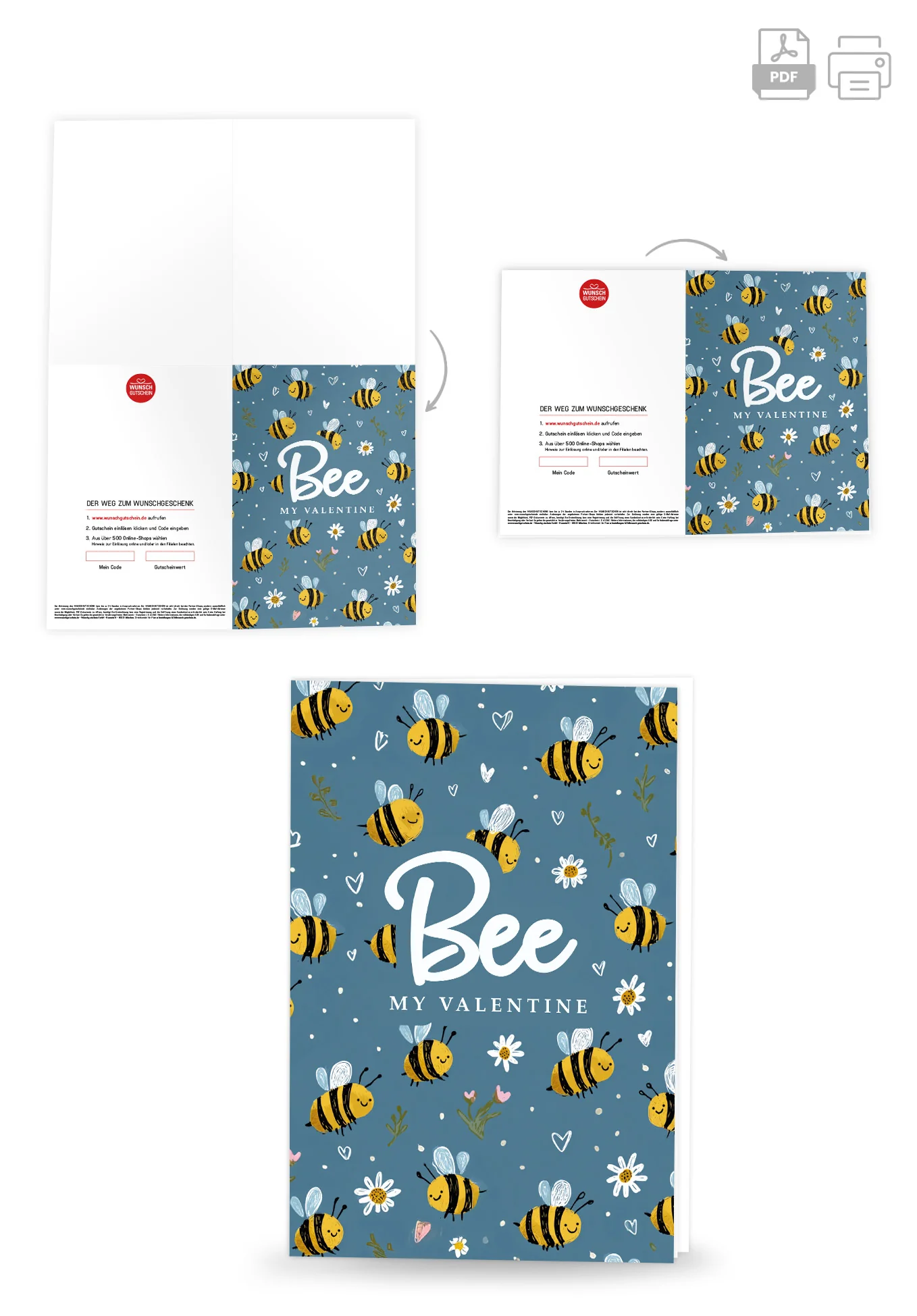 Bee my Valentine - Bienenmuster Blau PDF - Image 4