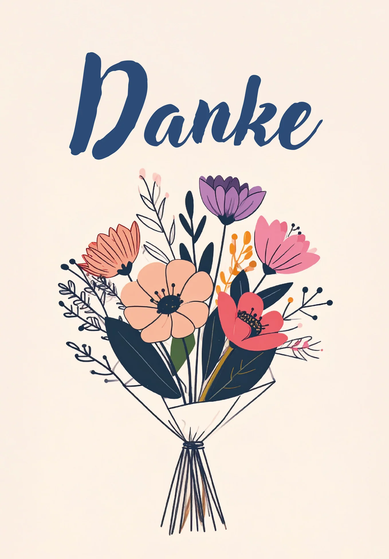 Danke - Blumenstrauß Beige PDF - Image 2