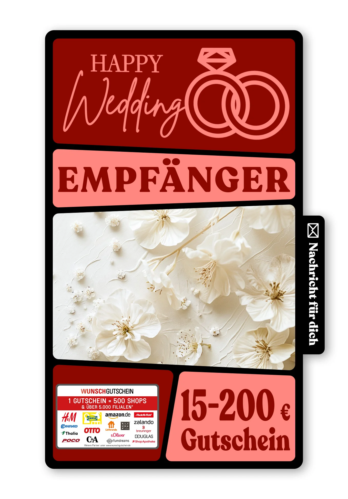 Digital - Alles Gute zur Hochzeit - Blumen Weiss