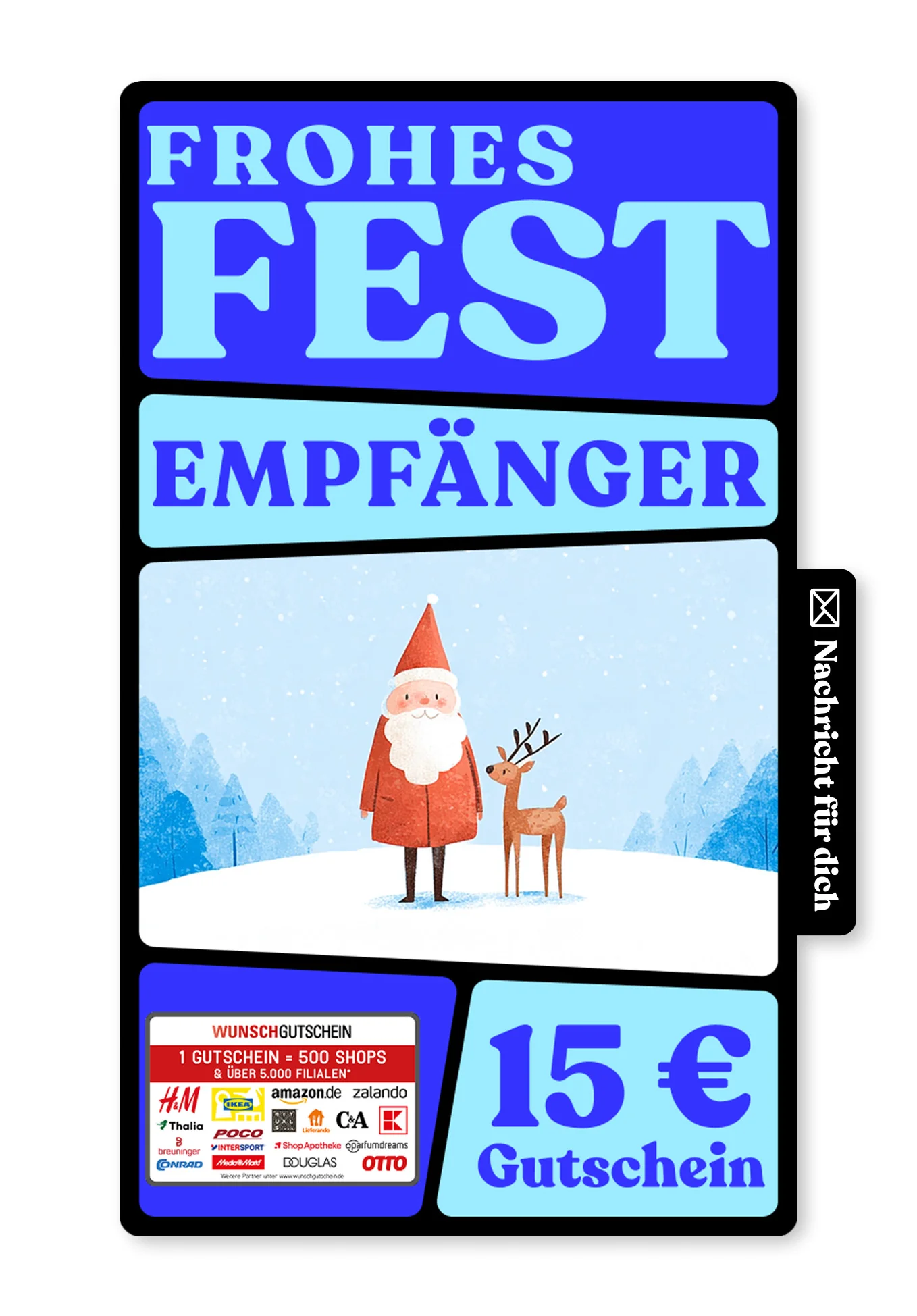 Digital - Frohes Fest - Weihnachtsmann Rentier