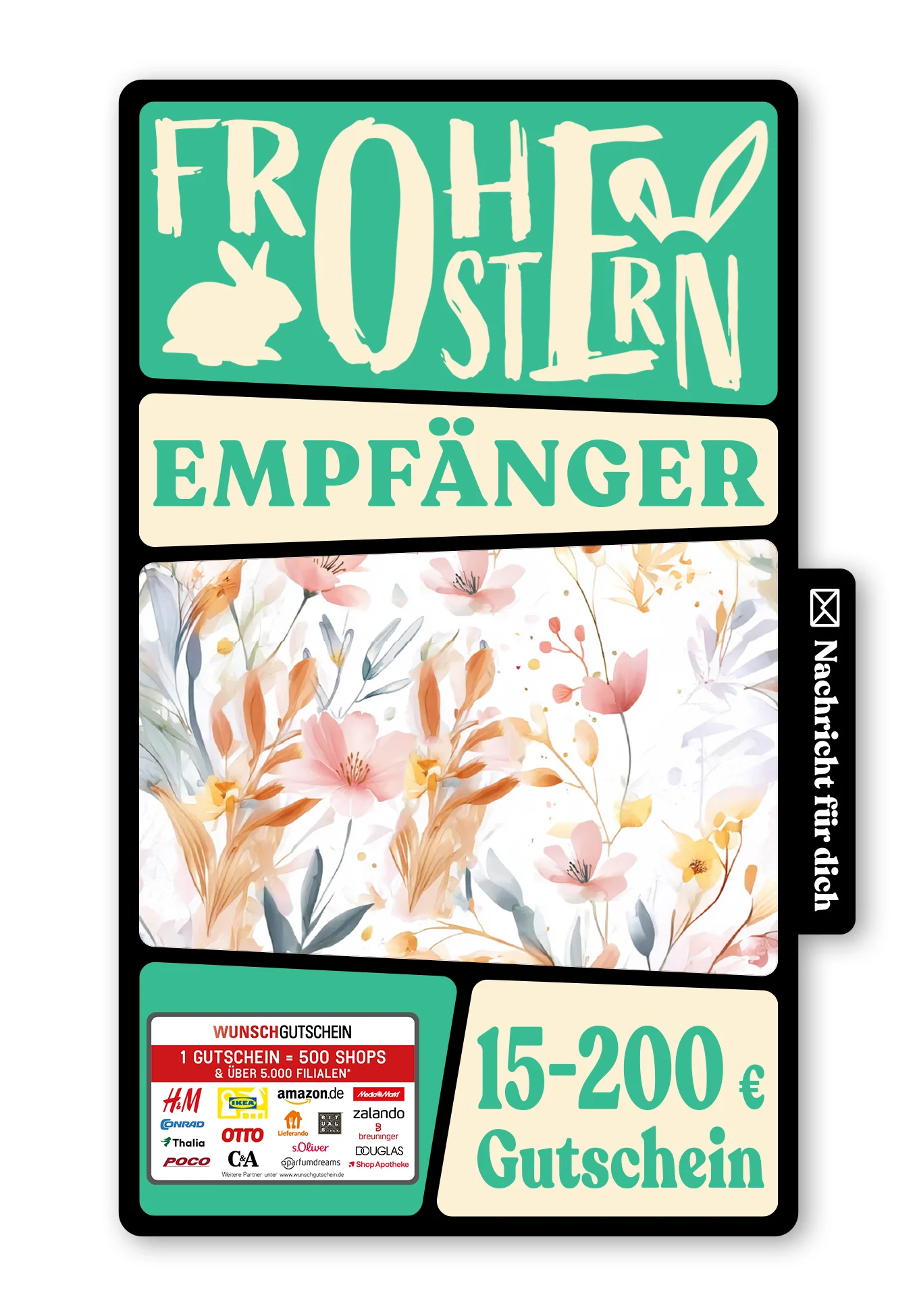 Digital - Frohes Osterfest - Aquarellblumen Rosa