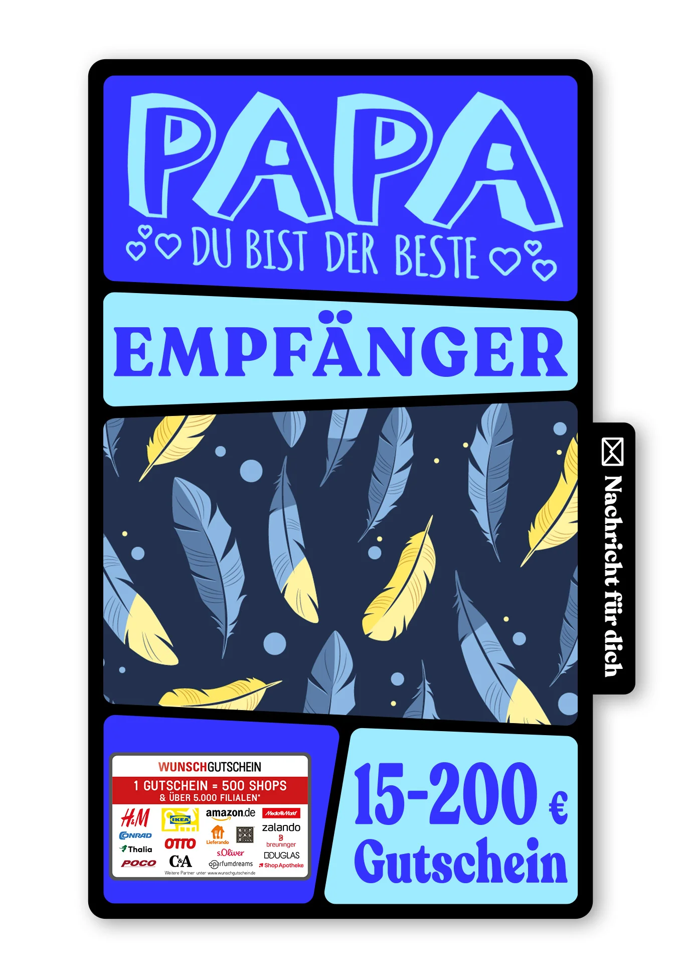 Digital - Für den besten Papa der Welt - Federn Blau Gelb