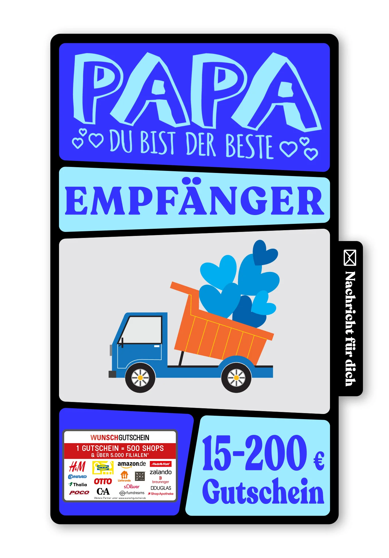 Digital - Für den besten Papa - Laster Herzen Grau