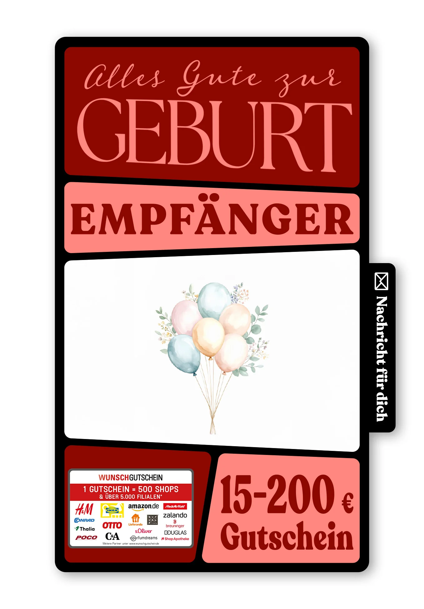 Digital - Glückwunsch zur Geburt - Ballons