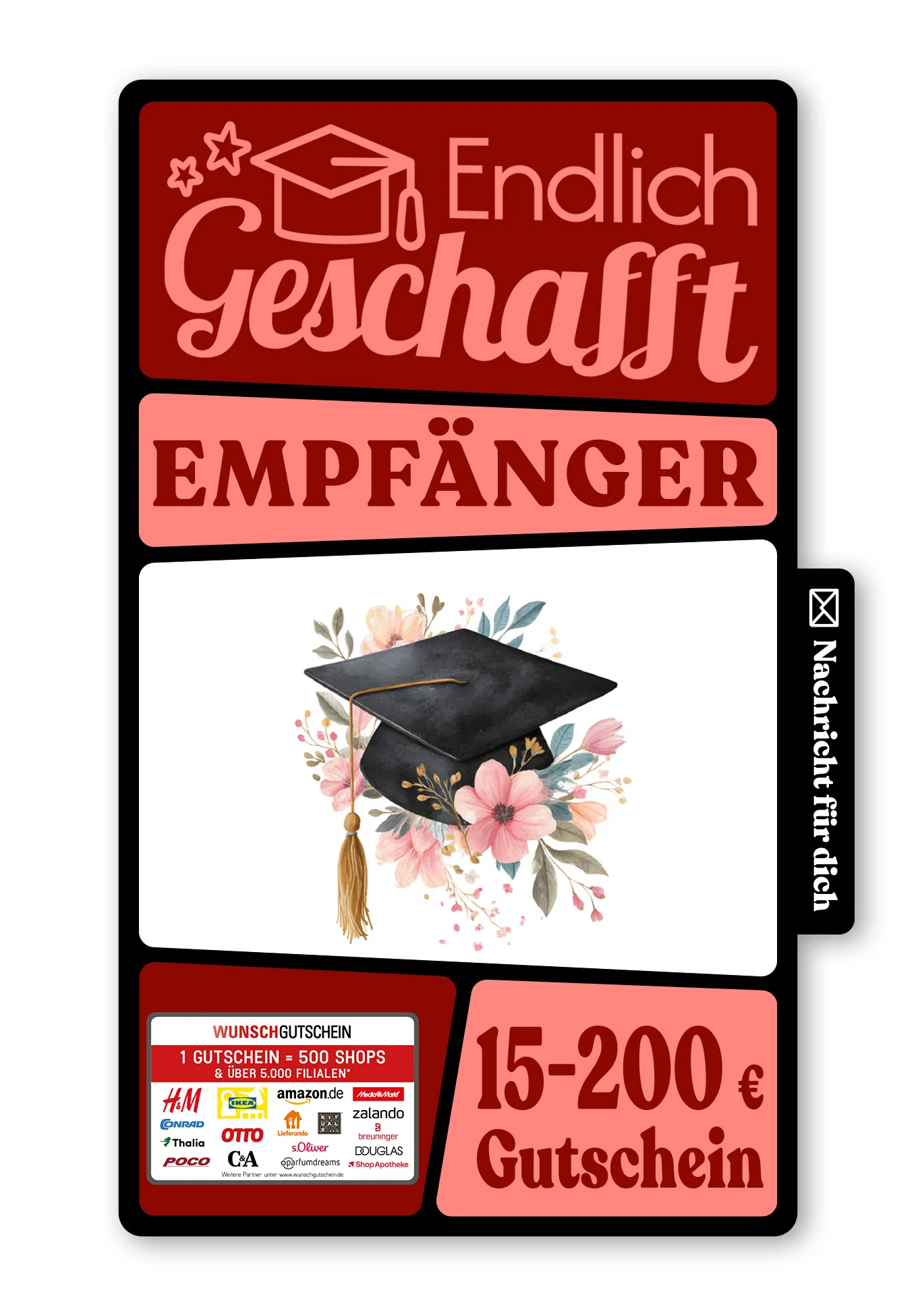 Digital - Gratulation - Hut mit Blumen
