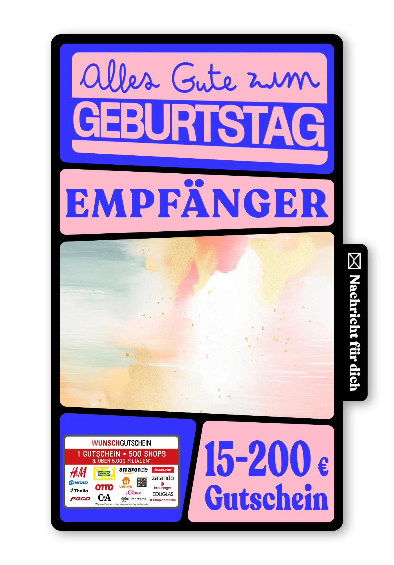 Digital - Happy Birthday - Aquarell bunt