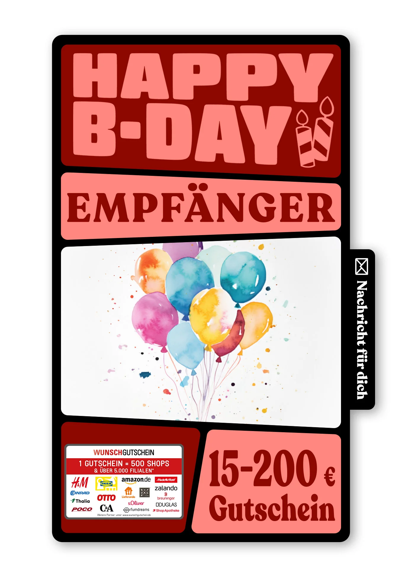 Digital - Happy Birthday - Ballons Aquarell