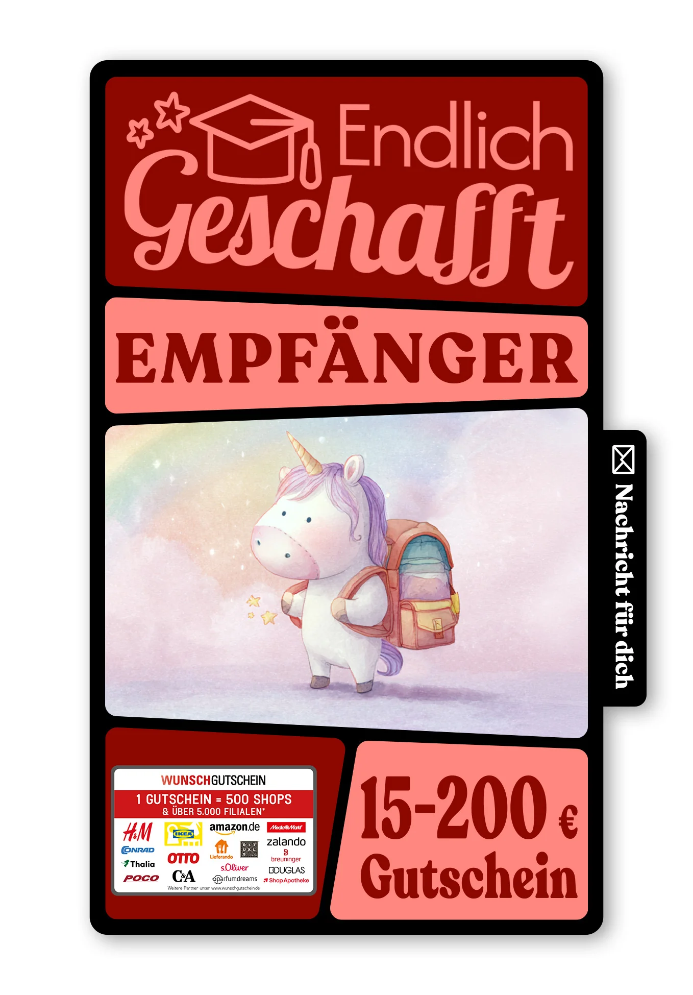 Digital - Hurra erster Schultag - Einhorn