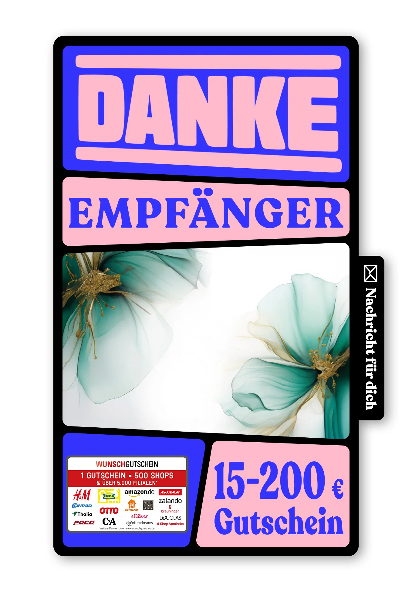 Digital - Ich Danke Dir - Blumen Grün Gold