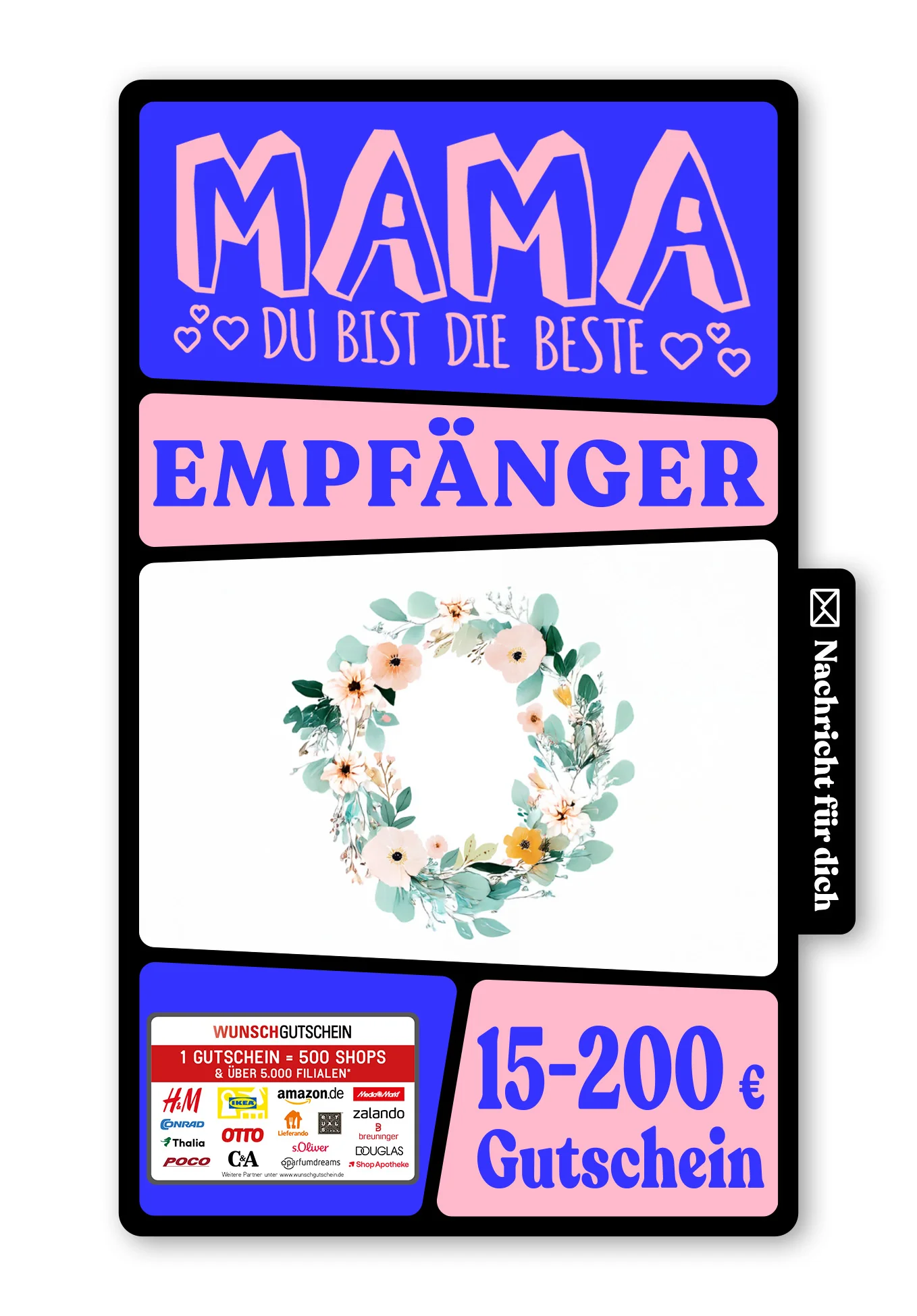 Digital - Mama du bist die Beste - Blumenrahmen
