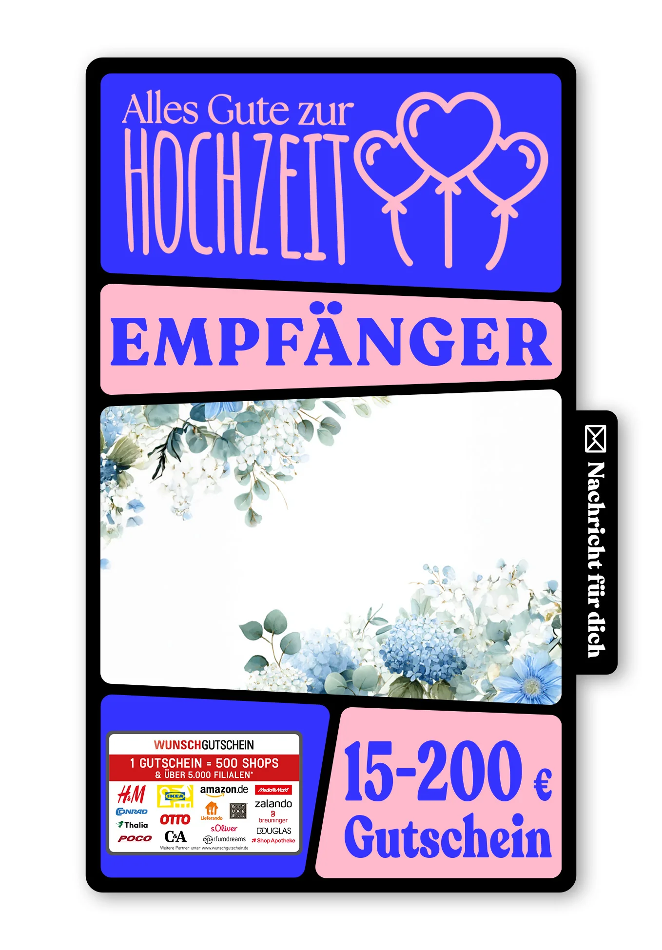 Digital - Zur Hochzeit alles Liebe und Gute - Hortensien Blau