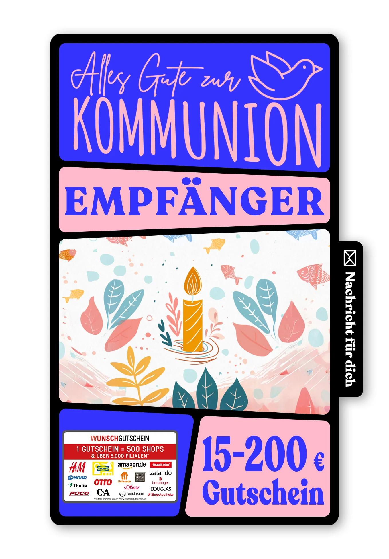 Digital - Zur Kommunion - Kerze Fische