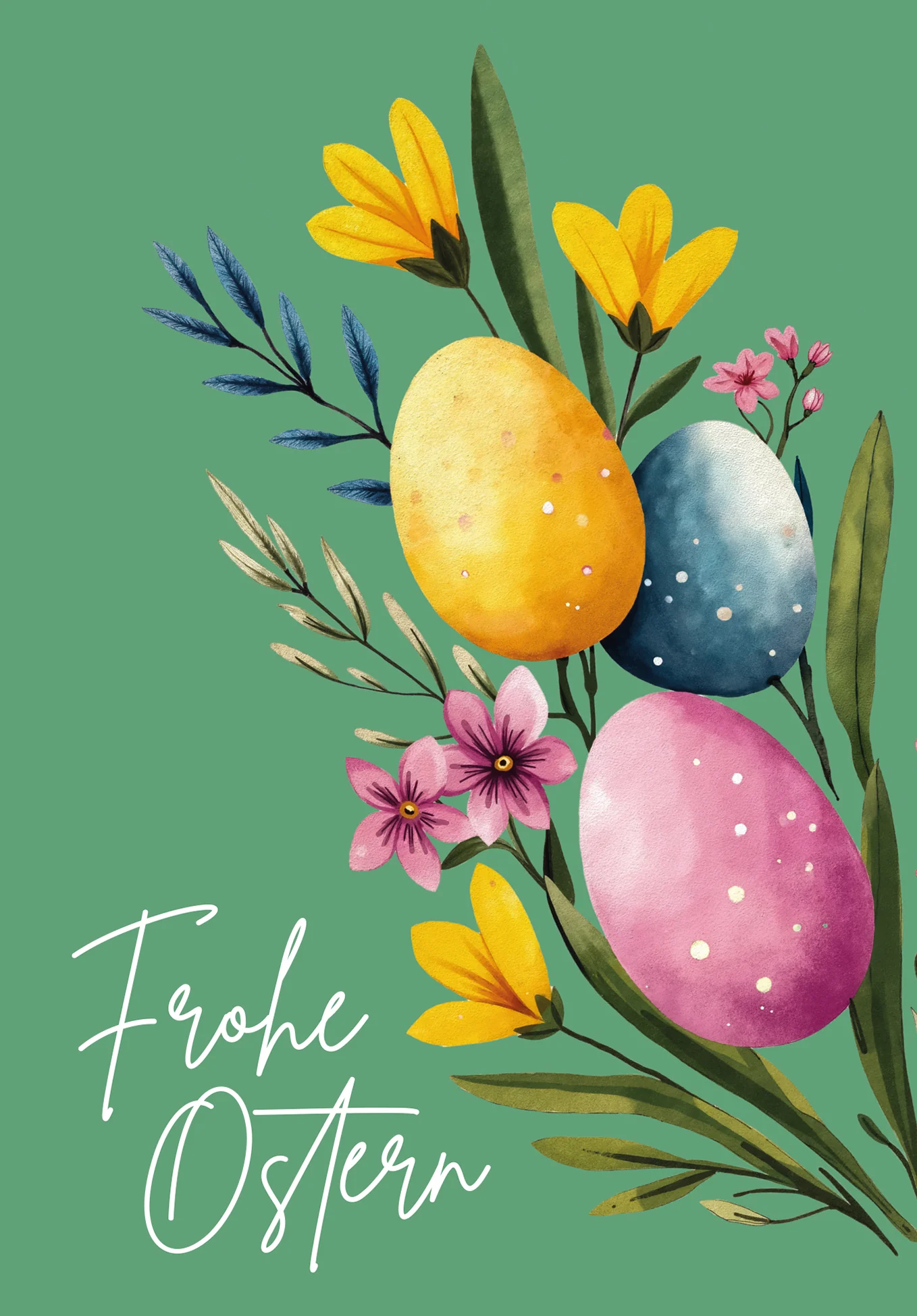 Frohe Ostern - Eier und Blumen Grün PDF - Image 2