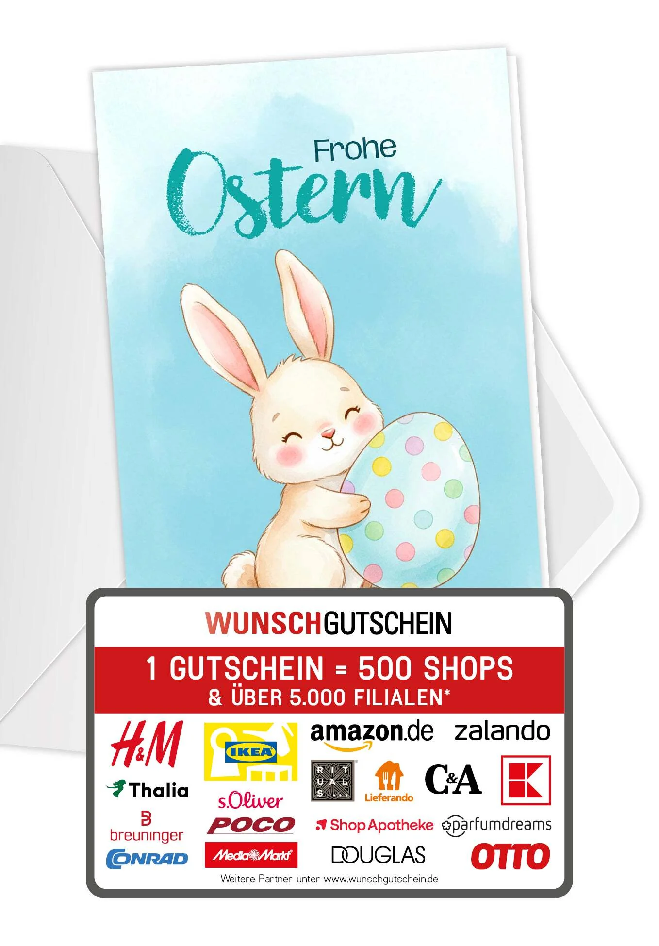 Frohe Ostern - Hase mit Ei Blau PDF