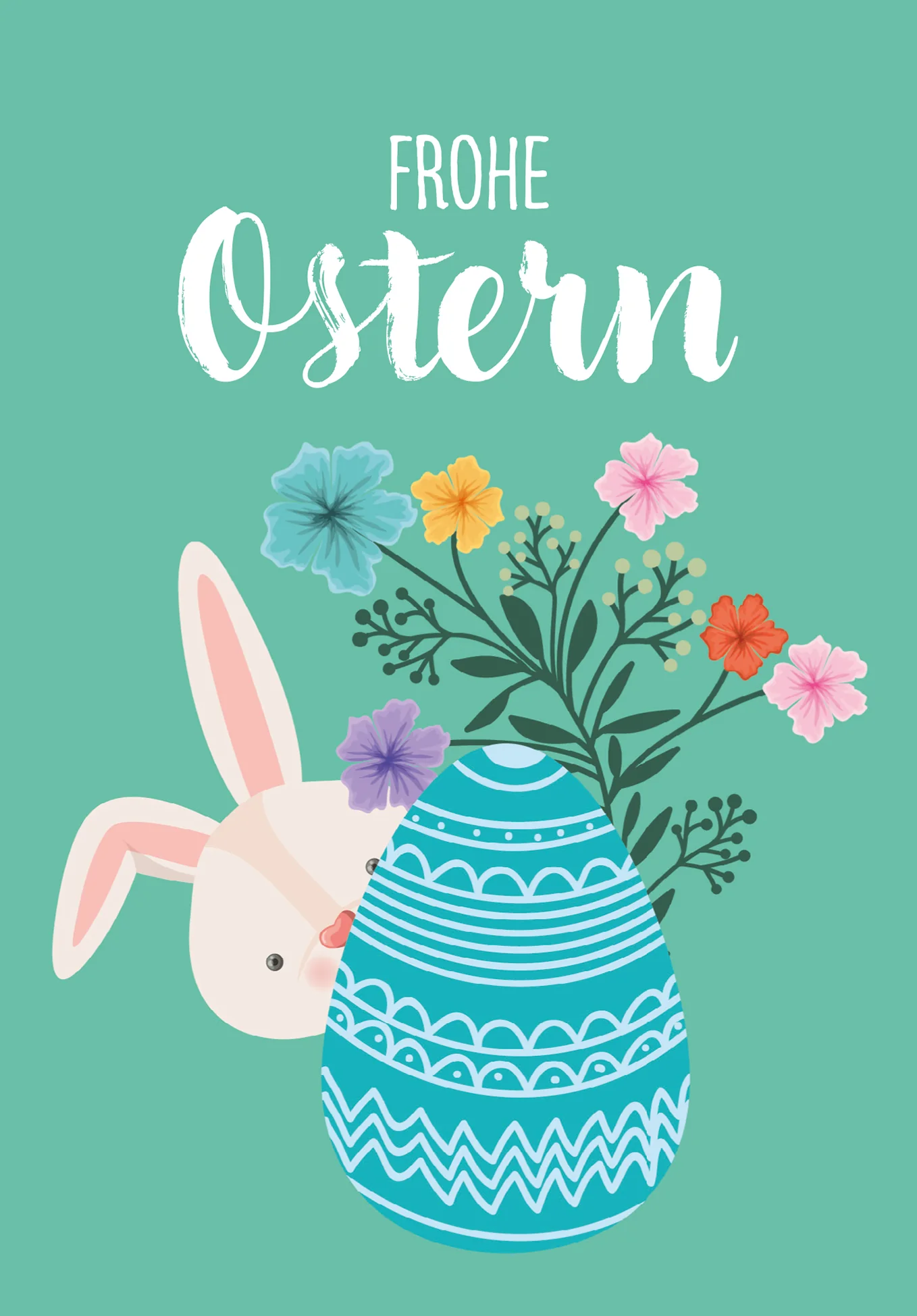 Frohe Ostern - Hase mit Ei Türkis - Image 2
