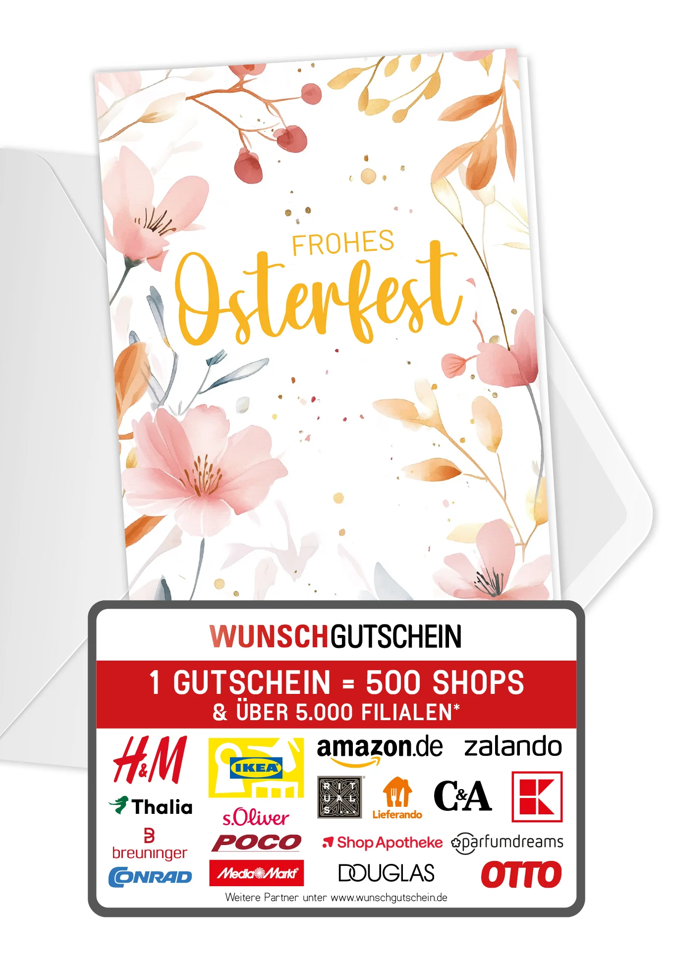 Frohes Osterfest - Aquarellblumen Rosa