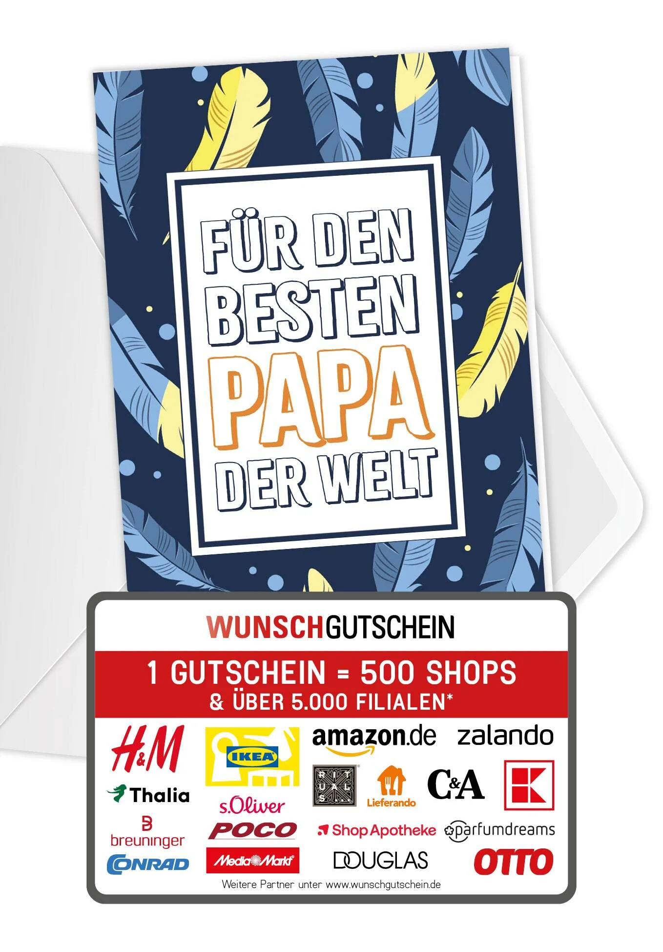 Für den besten Papa der Welt - Federn Blau Gelb