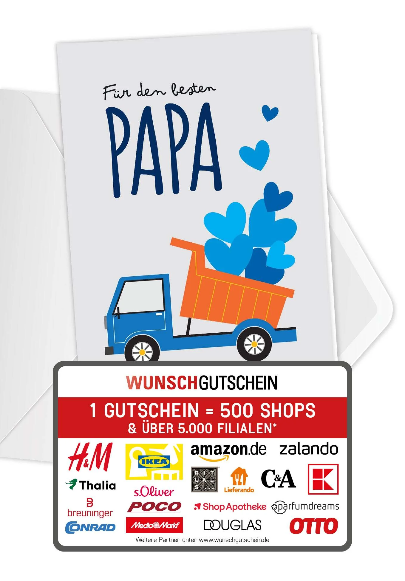 Für den besten Papa - Laster Herzen Grau
