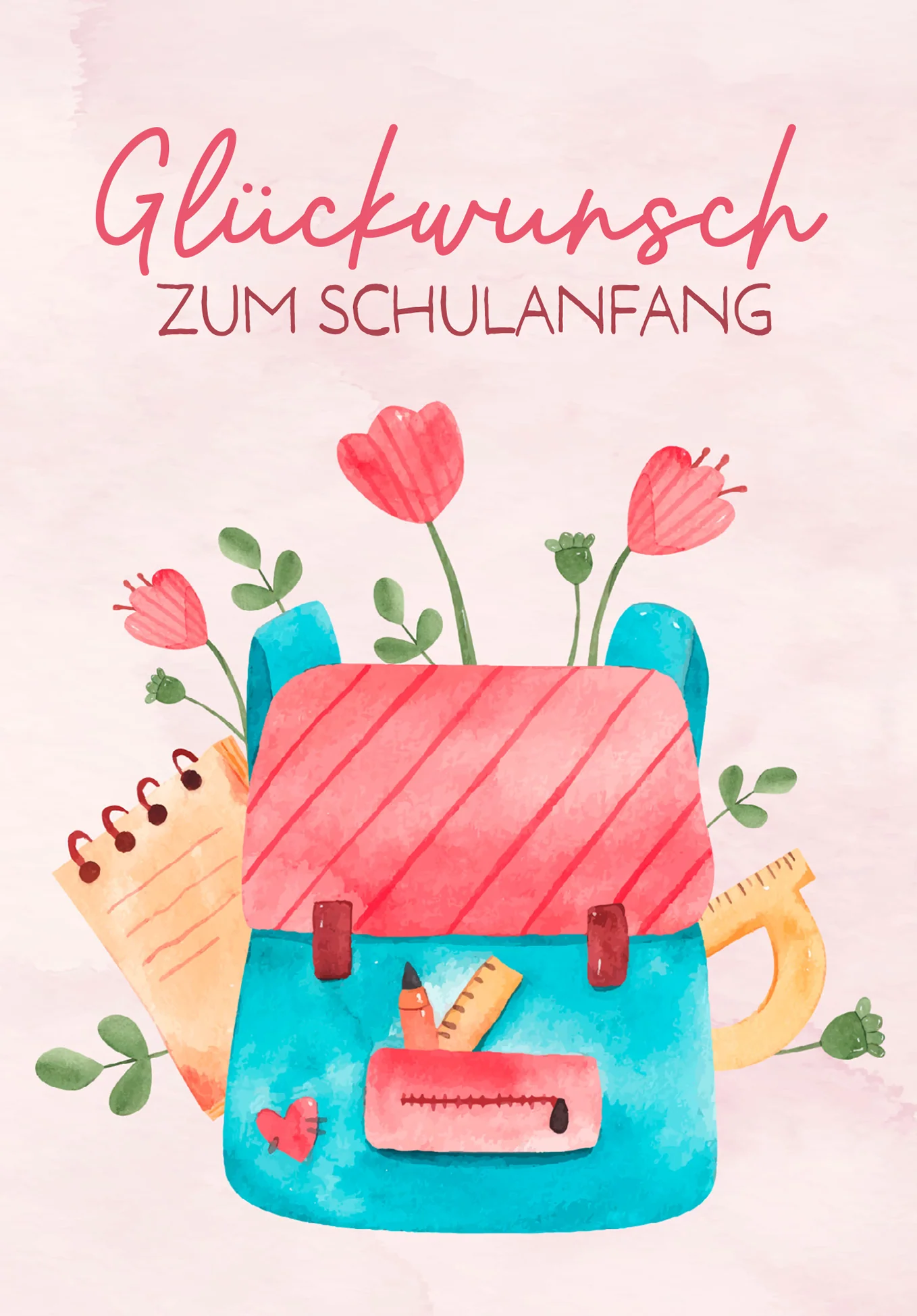 Glückwunsch Schulanfang - Rucksack mit Blumen - Image 2