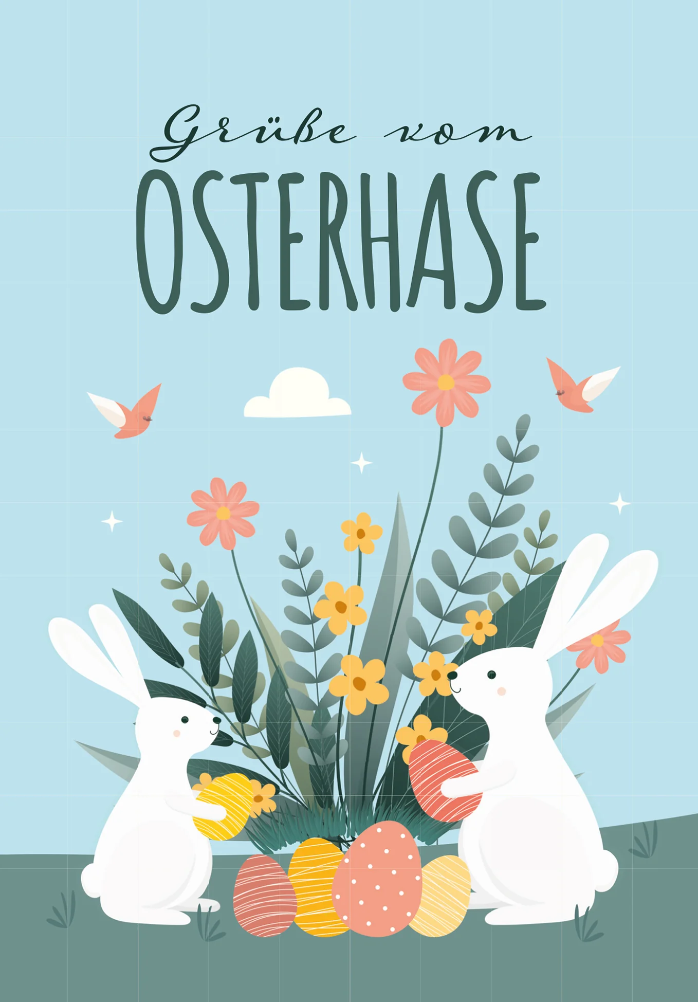 Grüße vom Osterhasen - Hase und Blumen PDF - Image 2