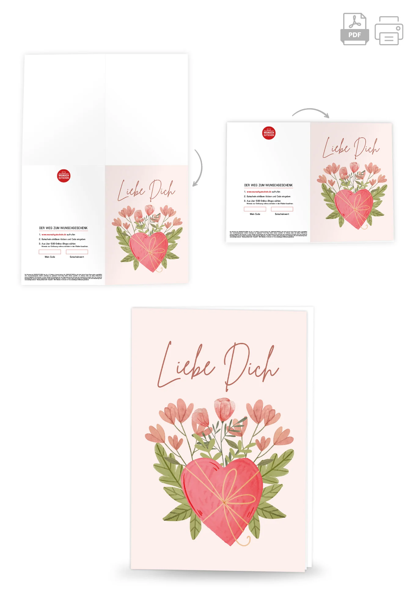 Liebe Dich - Herz mit Blumen - Image 4