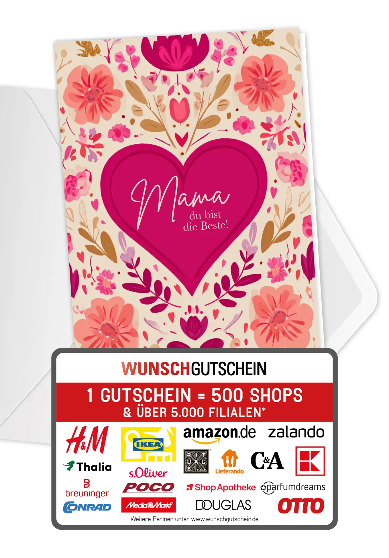 Mama du bist die Beste - Herz Blumenmuster PDF