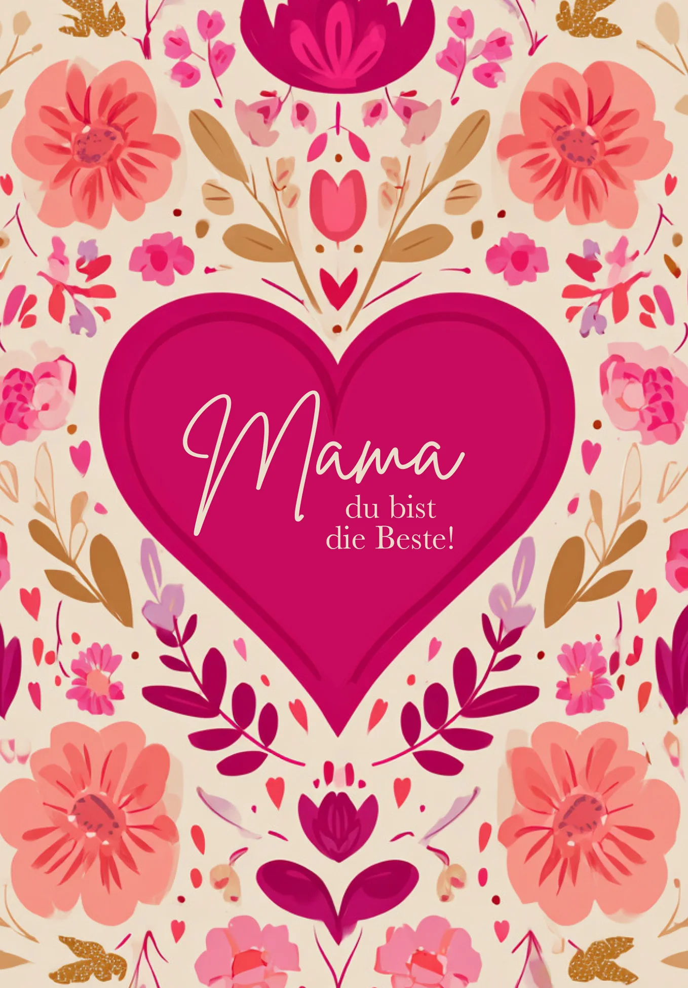 Mama du bist die Beste - Herz Blumenmuster PDF - Image 2