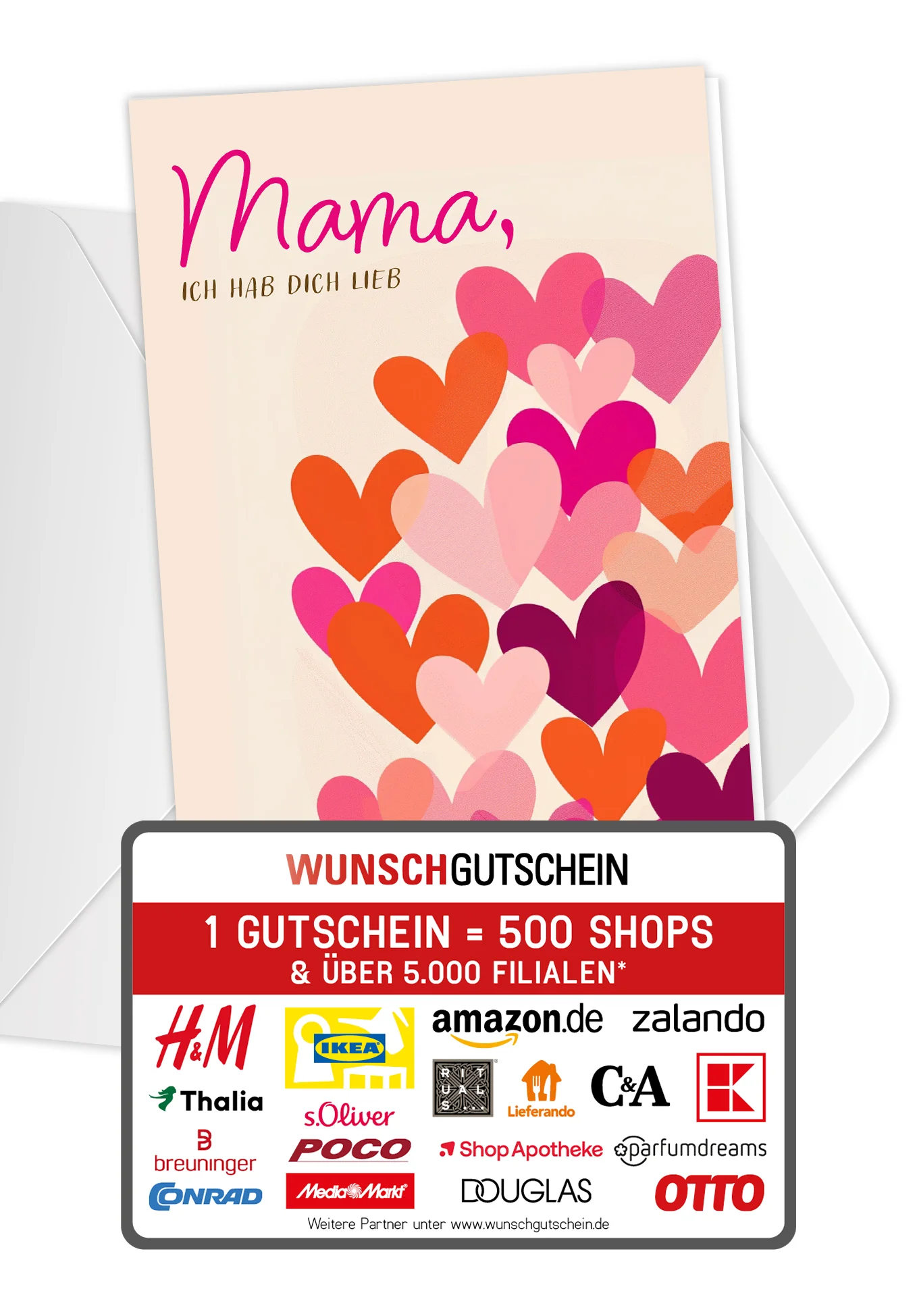 Mama ich hab dich lieb - Herzen Pink Orange
